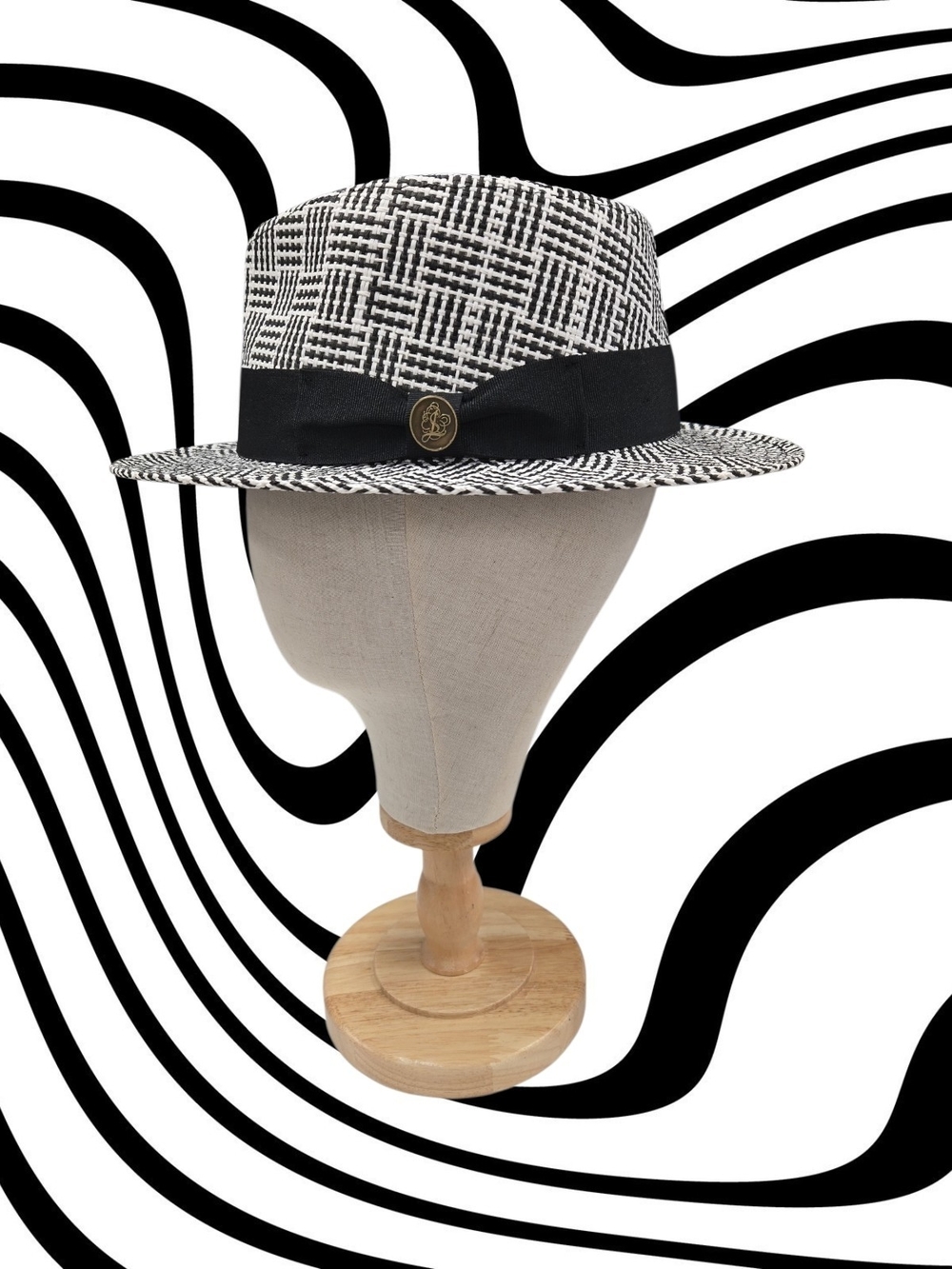STEVEN LAND MENS "LUCIA"  BLACK- WHITE FEDORA CRUSHABLE FEDORA HAT. SH-112.